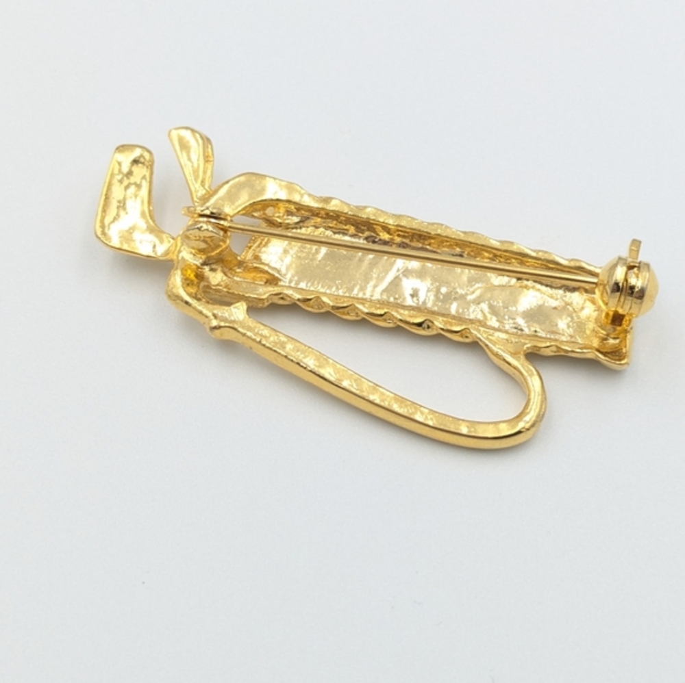 4/24$ Vintage gold tone golfing golf clubs brooch pin - Picture 3 of 4